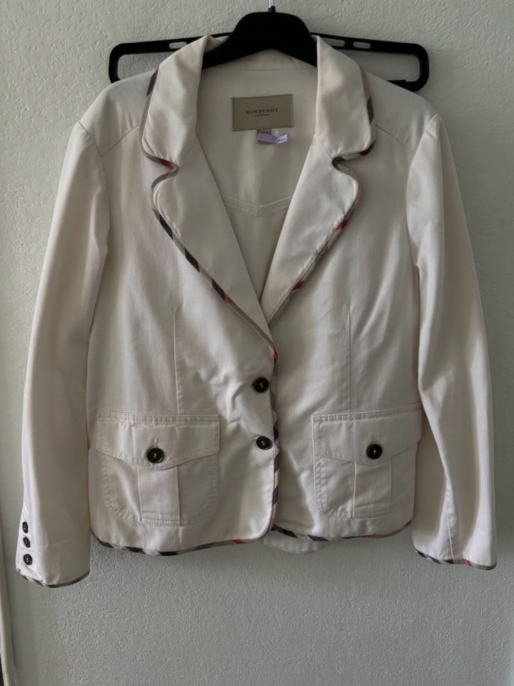 Burberry Cream/White Women's Cotton-Blend Blazer with Pants